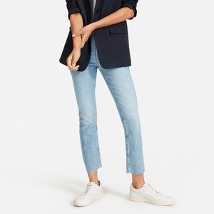 Everlane High Rise Kick Crop Cutoff Frayed Denim Jeans Stretch Cotton Blue 28